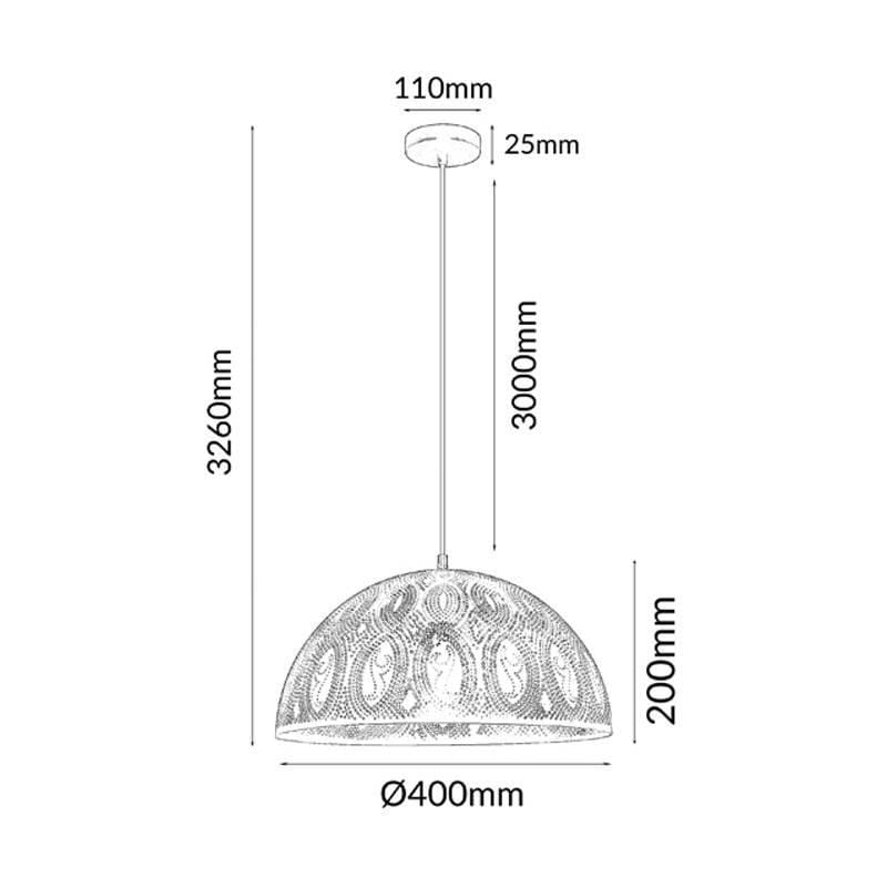 CLA Lighting Indoor Pendants Marrakesh Dome Pendant Light Lights-For-You MARRAKESH03A 9326191037283