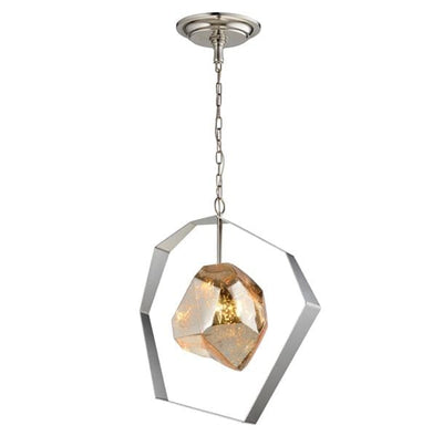 Meteora Pendant Light in Stainless Steel with Silver Glass