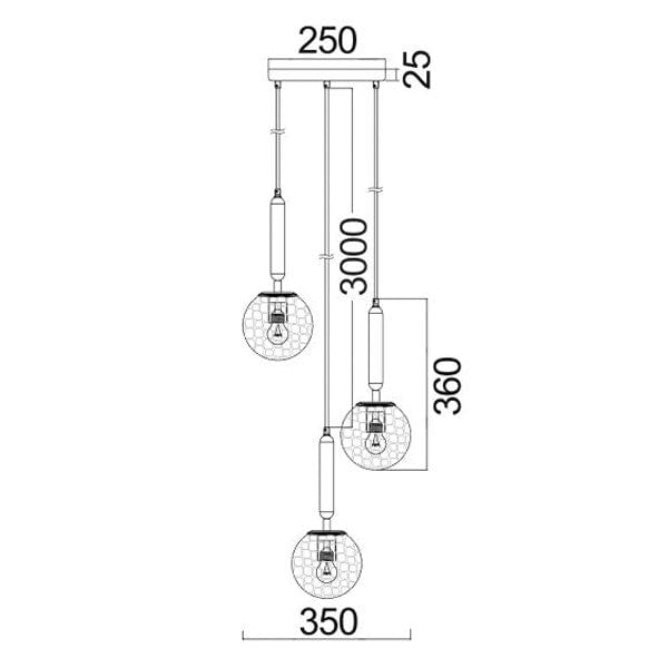 CLA Lighting Indoor Pendants Trattino Round, Bar Pendant Light 3Lt Lights-For-You