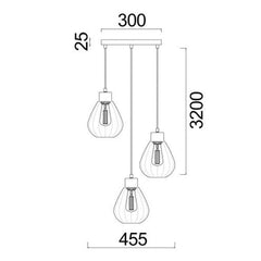 CLA Lighting Indoor Pendants Tulip Glass Ribbed Pendant Light 3Lt Lights-For-You