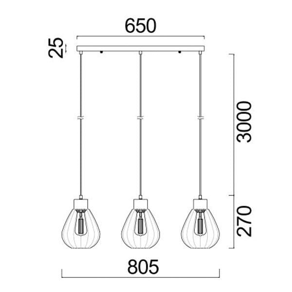 CLA Lighting Indoor Pendants Tulip Glass Ribbed Pendant Light 3Lt Lights-For-You