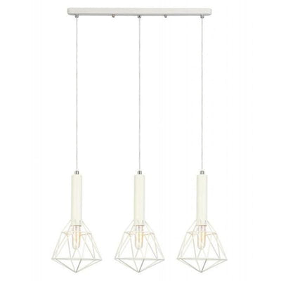 CLA Lighting Indoor Pendants Whiteband Iron Cage Pendant Light in White Lights-For-You WHITEBAND1X3 9326191020001