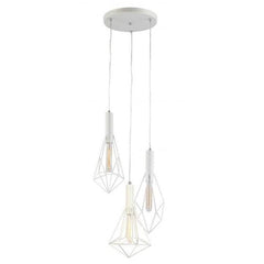 CLA Lighting Indoor Pendants Whiteband Iron Cage Pendant Light in White Lights-For-You WHITEBAND2X3 9326191020018