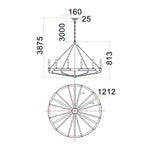 CLA Lighting Lighting Funale Pendant Light 12Lt in Natural Wood/Oil Rubbed Bronze or Oak Wood/Satin Brass Lights-For-You