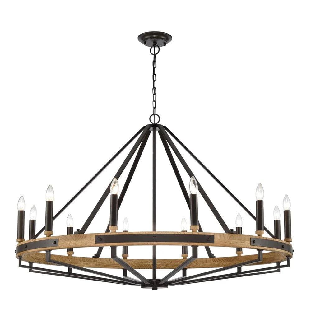 CLA Lighting Lighting Funale Pendant Light 12Lt in Natural Wood/Oil Rubbed Bronze or Oak Wood/Satin Brass Lights-For-You FUNALE3