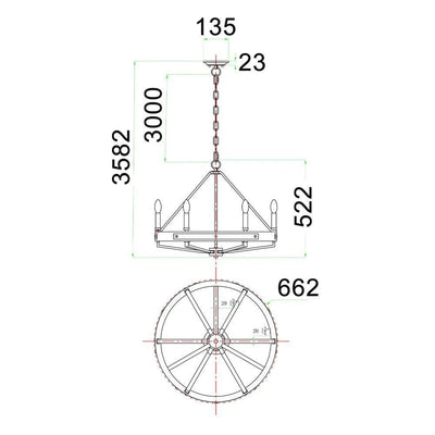 CLA Lighting Lighting Funale Pendant Light 6Lt in Natural Wood/Oil Rubbed Bronze or Oak Wood/Satin Brass Lights-For-You