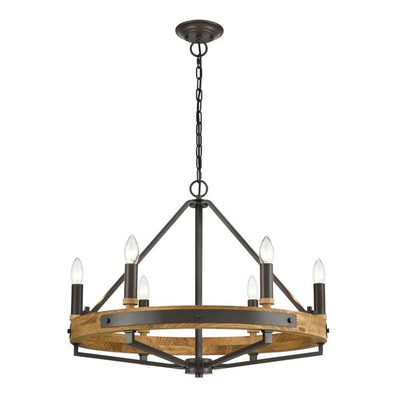 CLA Lighting Lighting Funale Pendant Light 6Lt in Natural Wood/Oil Rubbed Bronze or Oak Wood/Satin Brass Lights-For-You FUNALE1