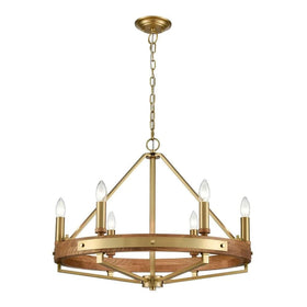 CLA Lighting Lighting Funale Pendant Light 6Lt in Natural Wood/Oil Rubbed Bronze or Oak Wood/Satin Brass Lights-For-You FUNALE4