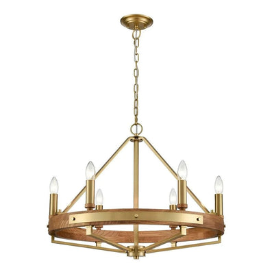 CLA Lighting Lighting Funale Pendant Light 6Lt in Natural Wood/Oil Rubbed Bronze or Oak Wood/Satin Brass Lights-For-You FUNALE4