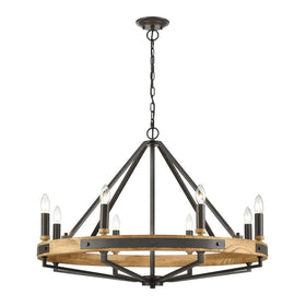 CLA Lighting Lighting Funale Pendant Light 8Lt in Natural Wood/Oil Rubbed Bronze or Oak Wood/Satin Brass Lights-For-You FUNALE2