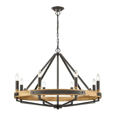 CLA Lighting Lighting Funale Pendant Light 8Lt in Natural Wood/Oil Rubbed Bronze or Oak Wood/Satin Brass Lights-For-You FUNALE2