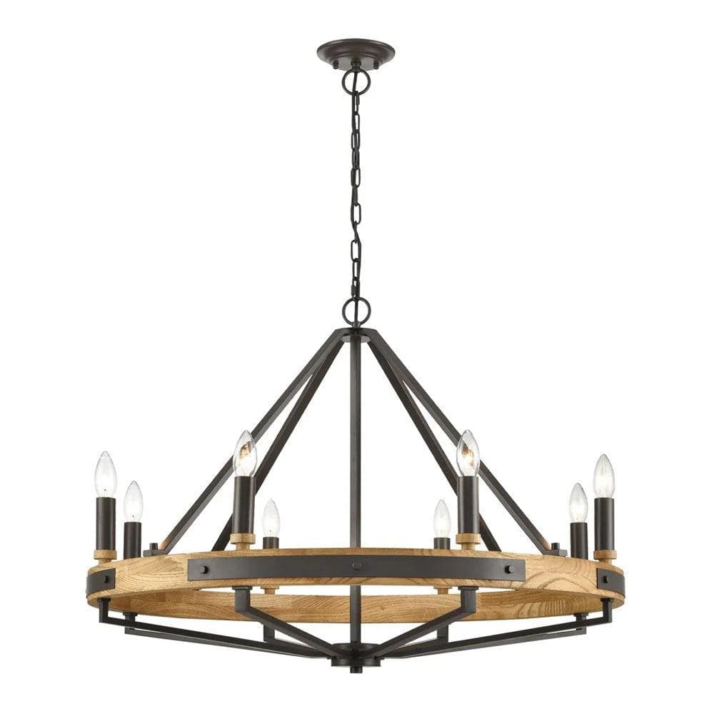 CLA Lighting Lighting Funale Pendant Light 8Lt in Natural Wood/Oil Rubbed Bronze or Oak Wood/Satin Brass Lights-For-You FUNALE2