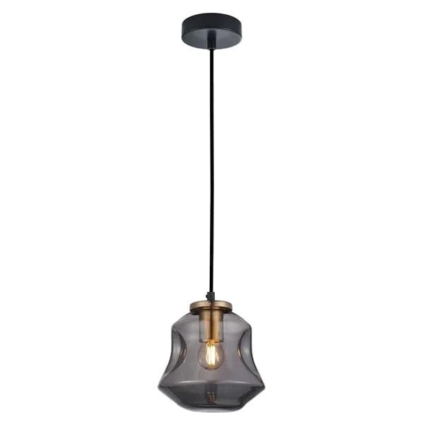 CLA Lighting Pendant Light Angled bell Fossette Indoor Glass Pendant Light Dimpled Smoke Angled Bell Lights-For-You FOSSETTE1