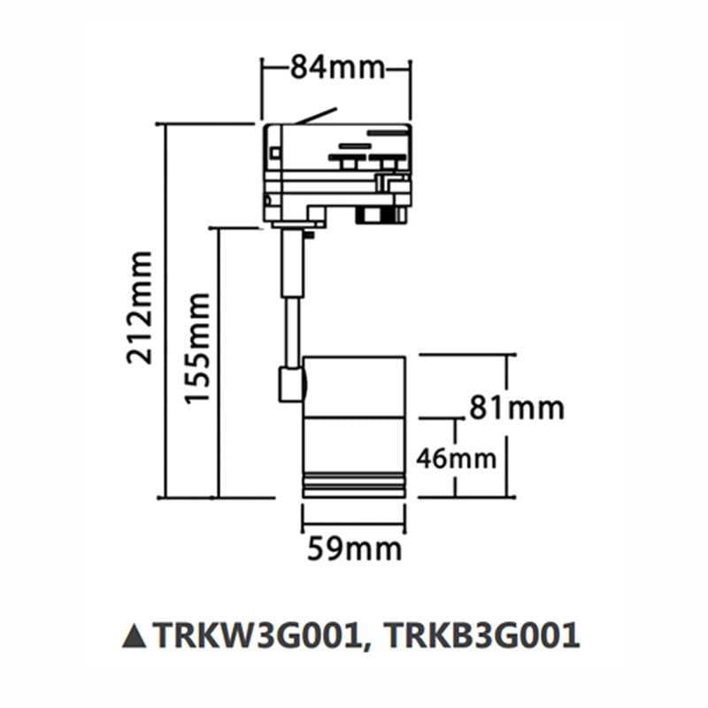 4 Wire 3 Circuit Track Head GU10 in Black or White