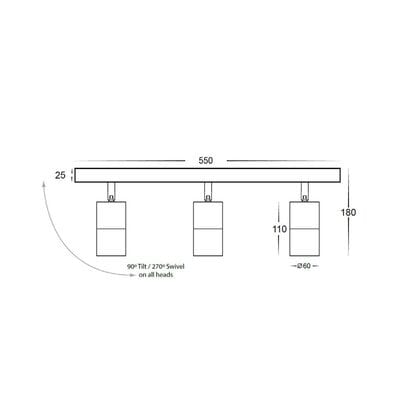 CLA Lighting Spot Lights Poseidon 3 Light 240V GU10 Ceiling Spotlight Bar Light Lights-For-You