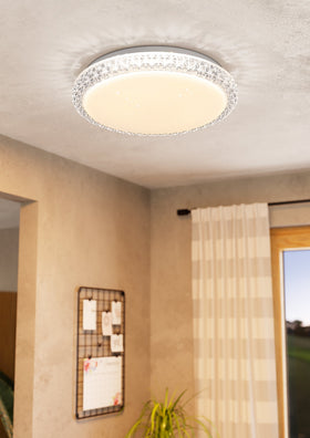 Delilah LED Oyster Light 18w in Opal White w/ Crystal Effect in the room