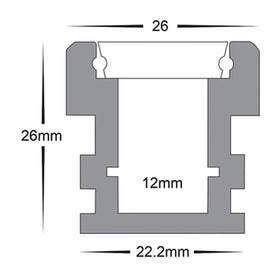 26mm x 26mm Silver Step Tread Foot Trafficable Aluminium LED Profile Havit Lighting