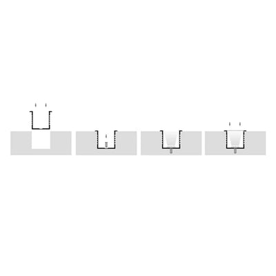 44mm x 35mm Silver Square Winged Large Aluminium LED Profile Havit Lightin
