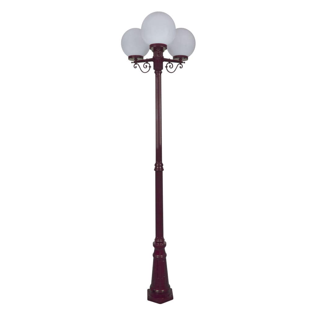 Domus Lighting Exterior Posts Burgundy DOMUS GT-562 Siena Triple Spheres Tall Post Lights-For-You 15628