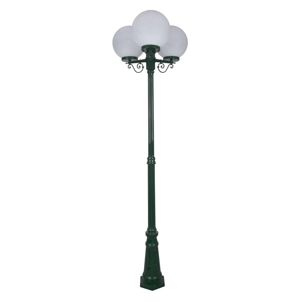 Domus Lighting Exterior Posts Green DOMUS GT-563 Siena Triple Spheres Tall Post Lights-For-You 15635
