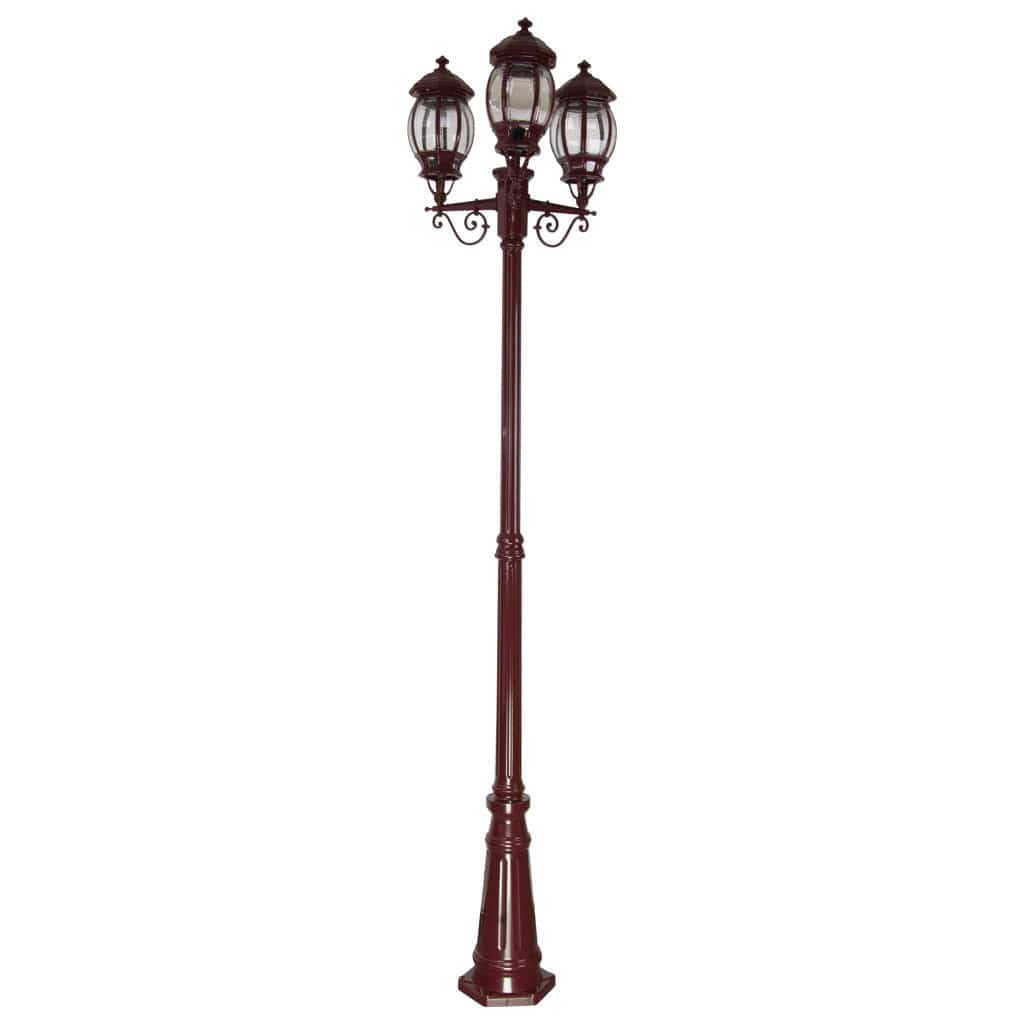 Domus Lighting Exterior Posts Burgundy Domus GT-682 Vienna Triple Head Tall Post Lights-For-You 15940