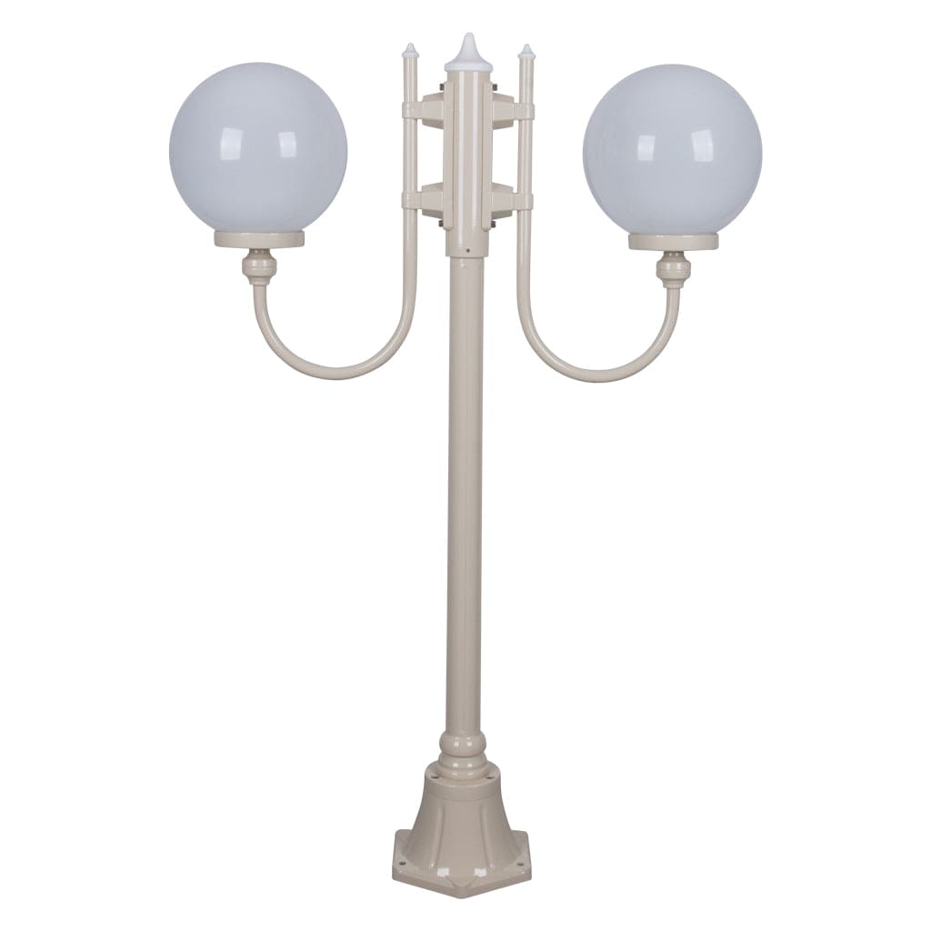 Domus Lighting Exterior Posts GT-608 Lisbon - Twin 25cm Spheres Curved Arms Short Post Light Lights-For-You 15686 9330772156867