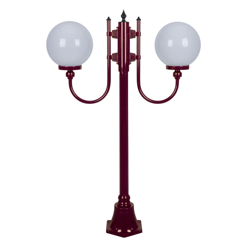 Domus Lighting Exterior Posts GT-608 Lisbon - Twin 25cm Spheres Curved Arms Short Post Light Lights-For-You 15688 9330772156881