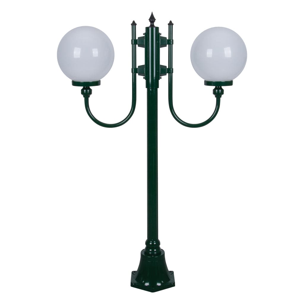 Domus Lighting Exterior Posts GT-608 Lisbon - Twin 25cm Spheres Curved Arms Short Post Light Lights-For-You 15689 9330772156898