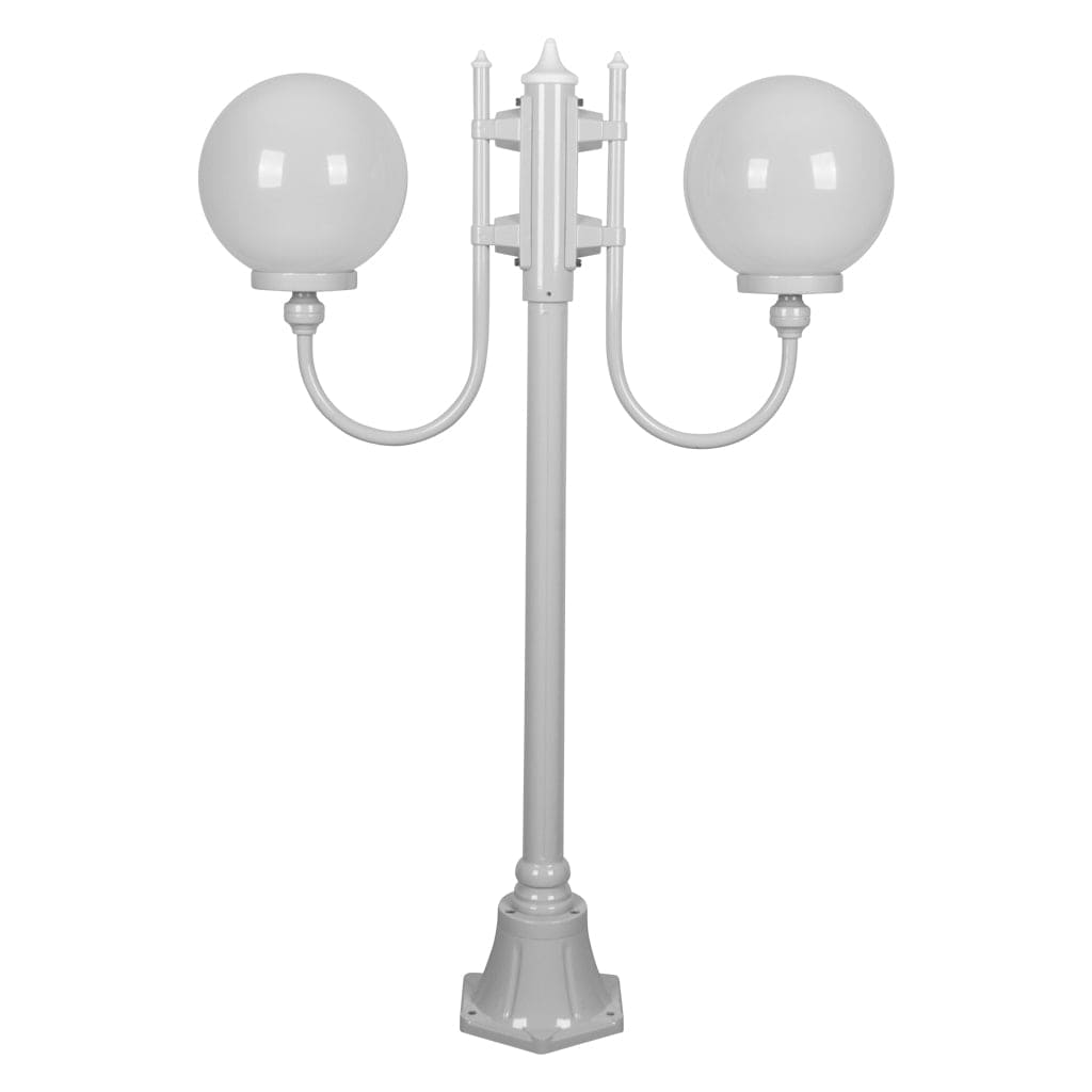 Domus Lighting Exterior Posts GT-608 Lisbon - Twin 25cm Spheres Curved Arms Short Post Light Lights-For-You 15691 9330772156911