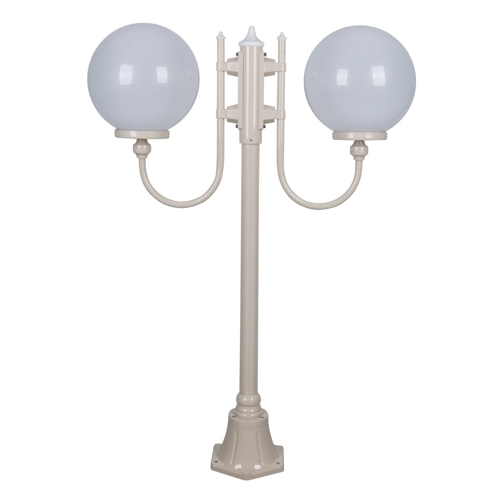 Domus Lighting Exterior Posts GT-609 Lisbon - Twin 30cm Spheres Curved Arms Short Post Light Lights-For-You 15692 9330772156928