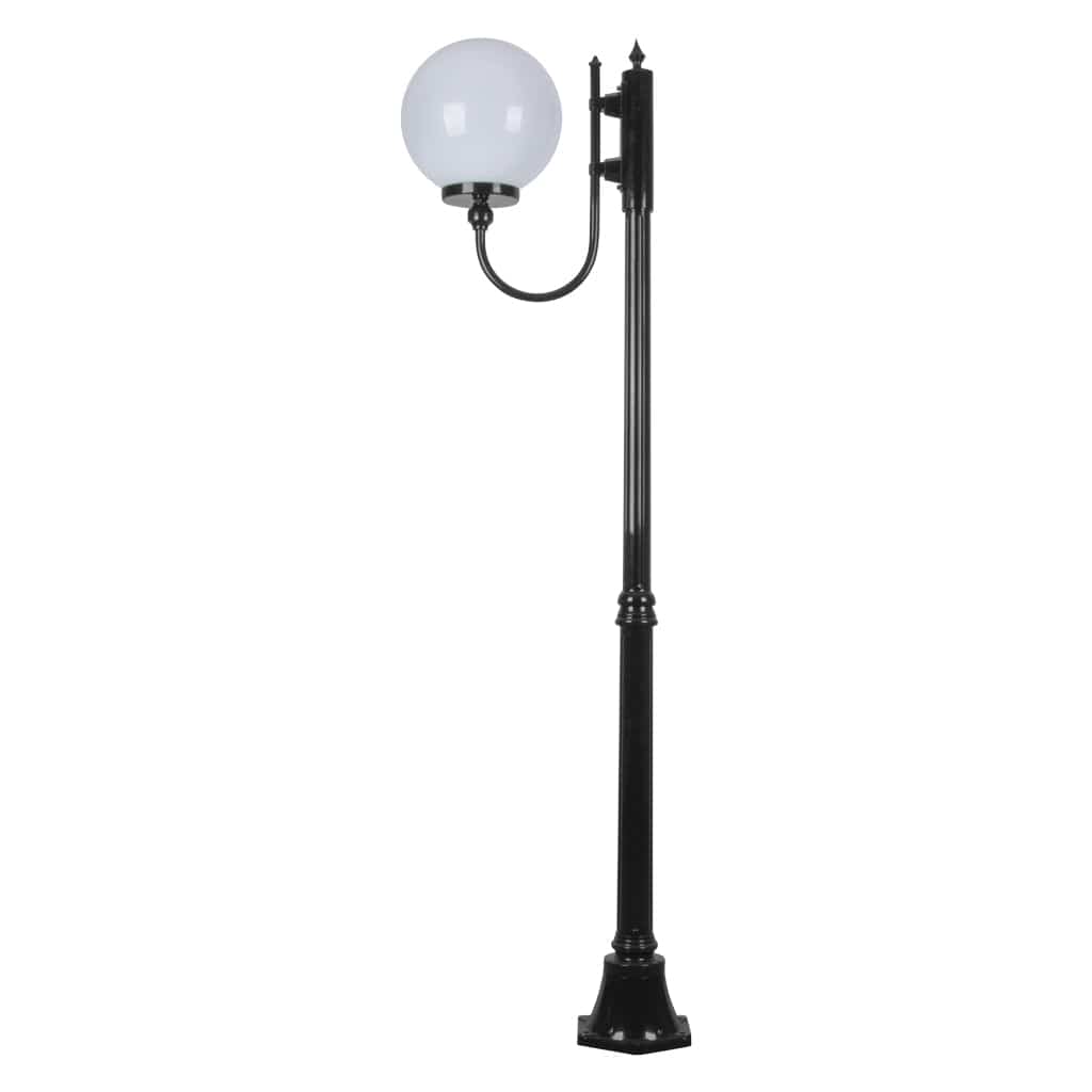 Domus Lighting Exterior Posts GT-613 Lisbon - 30cm Sphere Curved Arm Medium Post Light Lights-For-You 15705 9330772157055