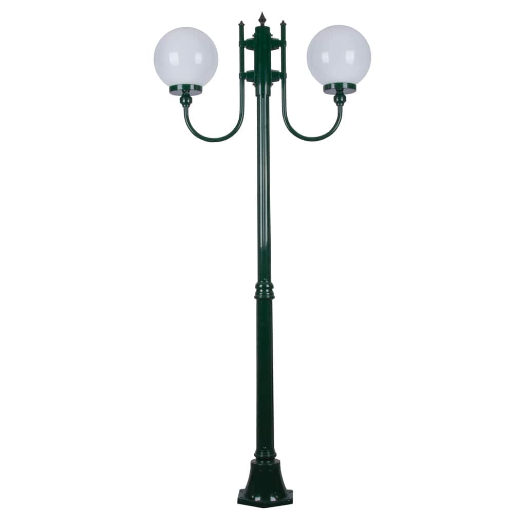 Domus Lighting Exterior Posts GT-614 Lisbon - Twin Head 25cm Sphere Curved Arm Medium Post Light Lights-For-You 15713 9330772157130