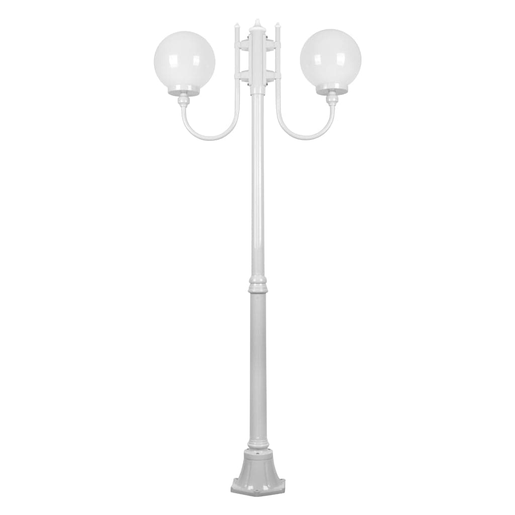 Domus Lighting Exterior Posts GT-614 Lisbon - Twin Head 25cm Sphere Curved Arm Medium Post Light Lights-For-You 15715 9330772157154