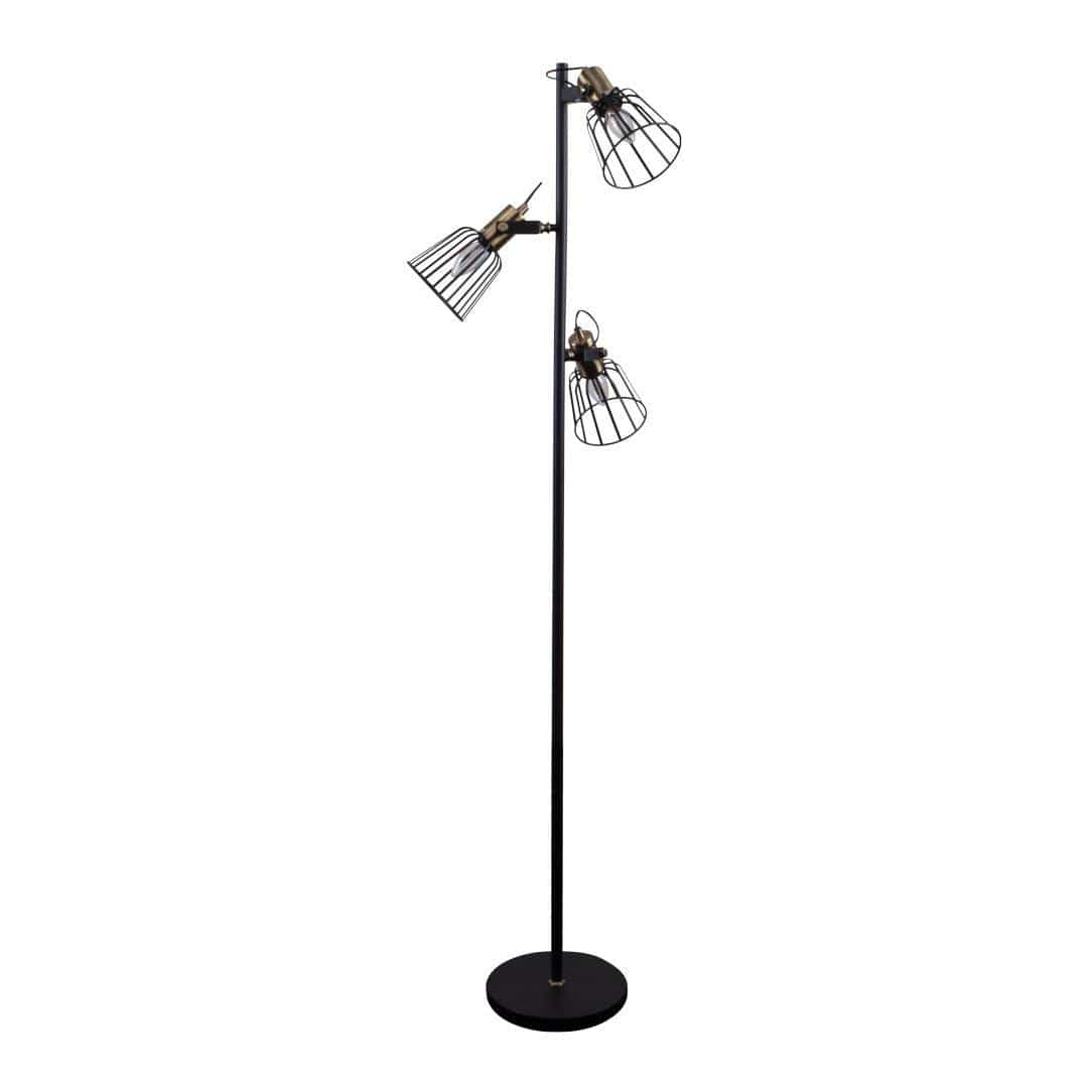 Domus Lighting Floor Lamps BLACK DOMUS Ashley-3Fl 3 Light Cage Floor Lamp Lights-For-You 22517