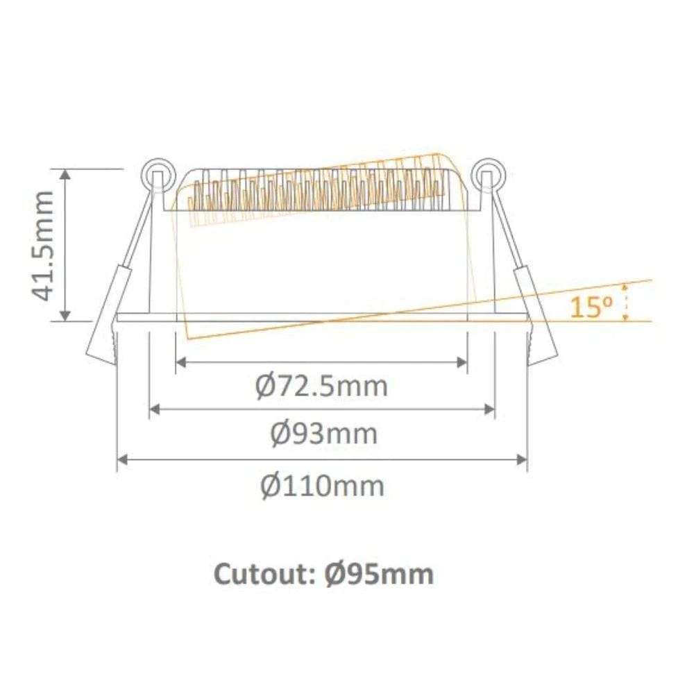 Domus Lighting LED Downlights Deco-13-Tilt - Round 13W Tilt Colour Switchable Led Downlight Ip44 240V - Trio Lights-For-You