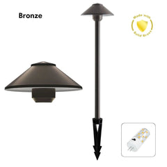 Domus Lighting Lighting Domus DUSK-PATH-M - 4W 12V DC LED Tri-Colour G4 Replaceable Exterior Medium Hooded Spike Path Light IP65 Solid Brass - DRIVER REQUIRED Lights-For-You 19101