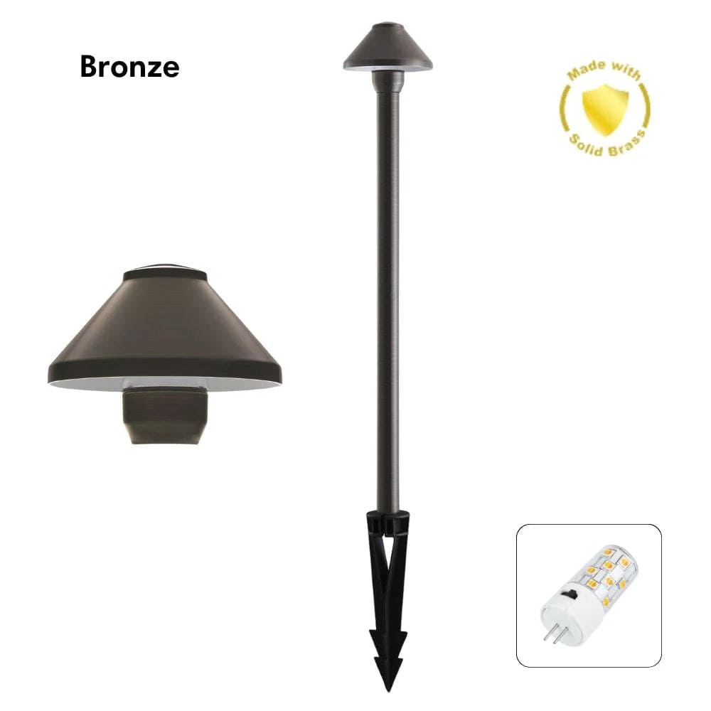 Domus Lighting Lighting Domus DUSK-PATH-S - 4W 12V DC LED Tri-Colour G4 Replaceable Exterior Small Hooded Spike Path Light IP65 Solid Brass - DRIVER REQUIRED Lights-For-You 19100