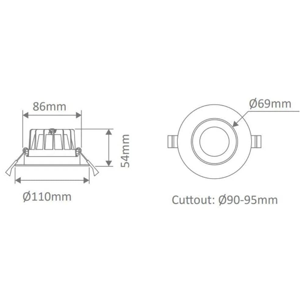 Domus Lighting Lighting Domus EXPO - 10W/25W/35W LED Tri-Colour Dimmable Low Glare Polished Reflector Deepset Downlight IP44 Lights-For-You