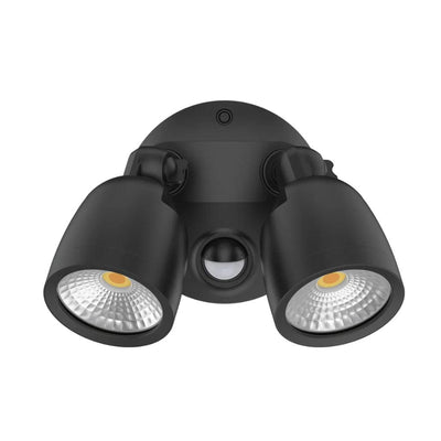 Domus Lighting Lighting Domus MURO-ECO-20S - 20W LED Tri-Colour Twin Head Exterior Polycarbonate Coastal Spotlight With Slimline Sensor IP65 Lights-For-You 25076