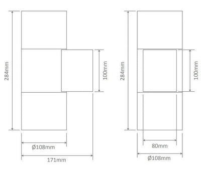 Domus Lighting Lighting Domus PIPER-PRO-2 - 2x10W Tricolour LED Large Round or Square Up/Down Exterior Wall Light IP65 Lights-For-You