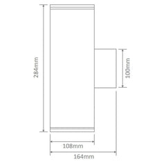 Domus Lighting Lighting Domus PIPER-PRO-2 - 2x10W Tricolour LED Large Round or Square Up/Down Exterior Wall Light IP65 Lights-For-You