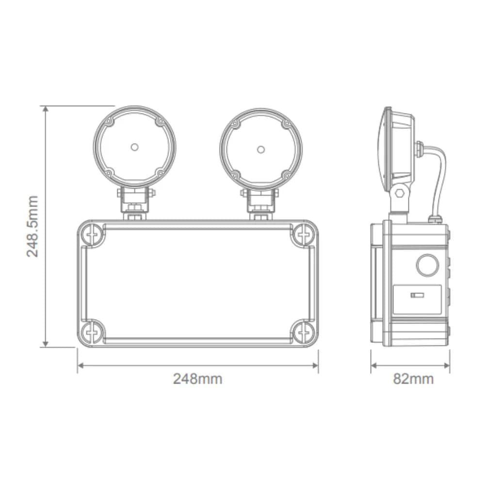 Domus Lighting Lighting Domus TWIN-SPOT-EM - 5W LED Twinspot Emergency Wall Light IP65 Lights-For-You