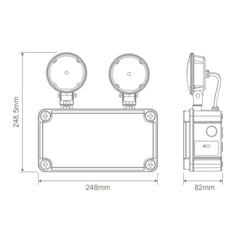 Domus Lighting Lighting Domus TWIN-SPOT-EM - 5W LED Twinspot Emergency Wall Light IP65 Lights-For-You