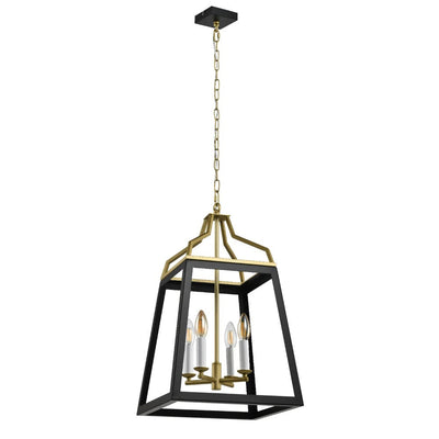 Monteal 4Lt Pendant Light in Antique Gold & Black