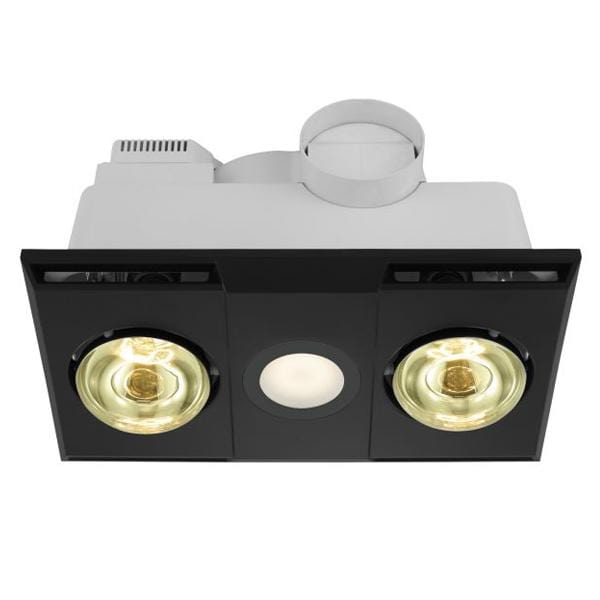 Eglo Lighting Bathroom Heater Black 460m³/h Heatflow 3-in-1 Bathroom Heater 2 Light Lights-For-You 204155
