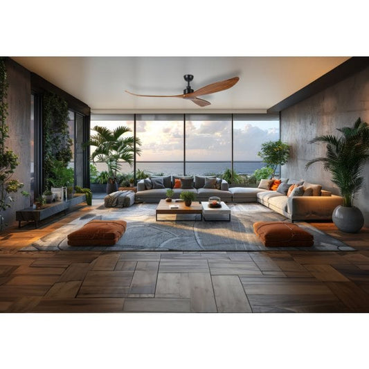 Eglo Lighting Ceiling Fans 80" Currumbin DC Ceiling Fan Natural, Merbau Eglo Lighting Lights-For-You 700