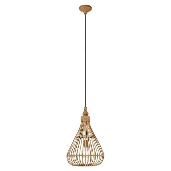 Eglo Lighting Indoor Pendants Amsfield Pendant Light 1Lt in Brown Wood Lights-For-You 49772 9002759497729