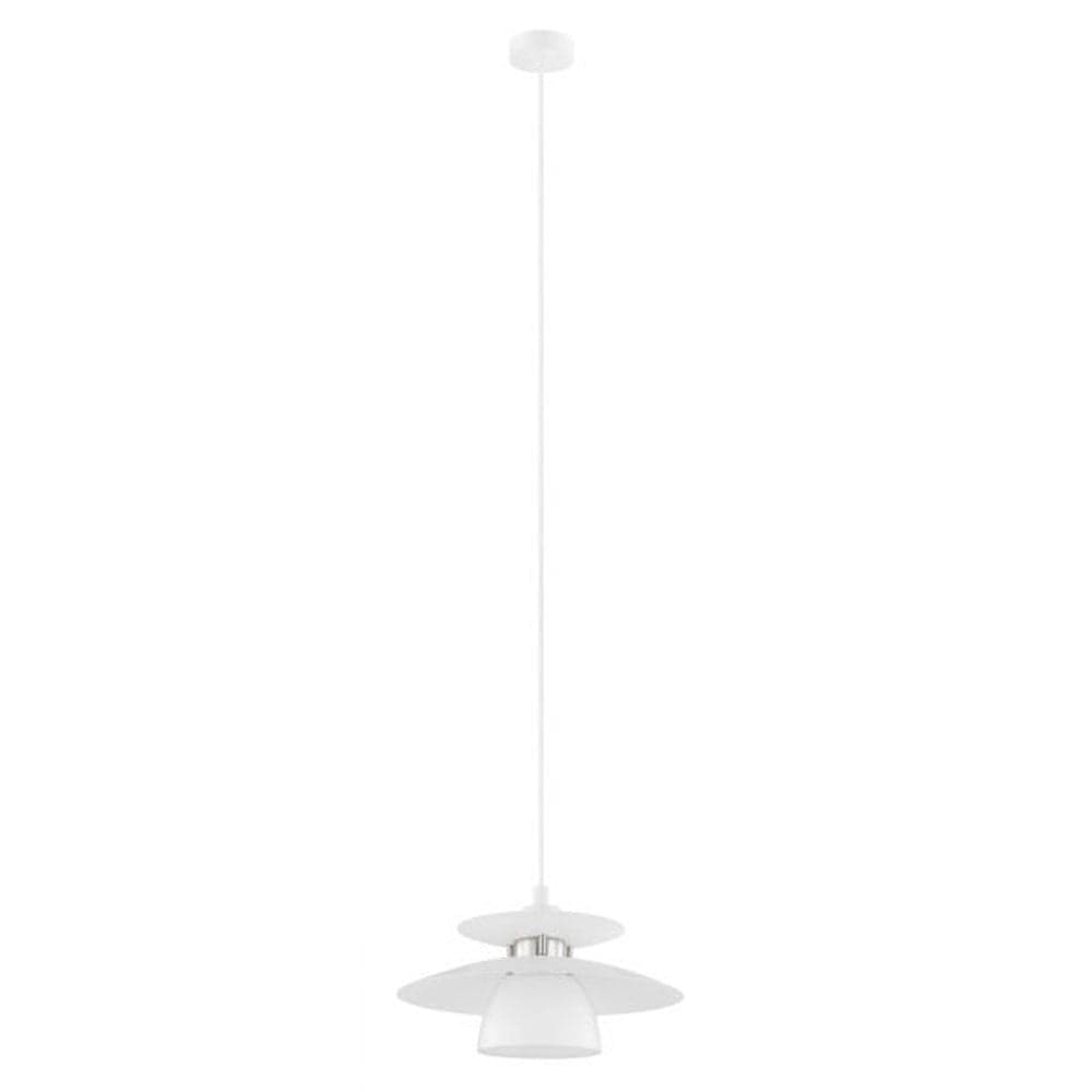 Eglo Lighting Indoor Pendants White/Satin Nickel Brenda Pendant Light 1Lt Lights-For-You 98734N