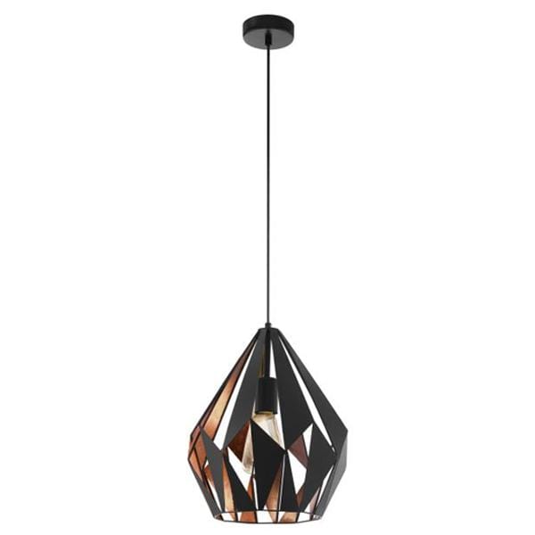 Eglo Lighting Indoor Pendants Carlton 1 Pendant Light Black/Copper Lights-For-You 49254N 9008606219933