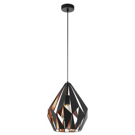 Eglo Lighting Indoor Pendants Carlton 1 Pendant Light Black/Copper Lights-For-You 49254N 9008606219933